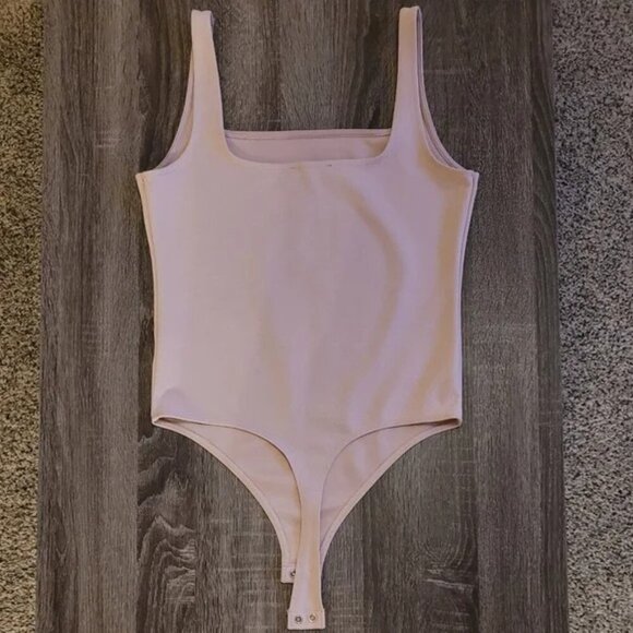 Express Square Neck Dusty Pink Bodysuit - Picture 1 of 7